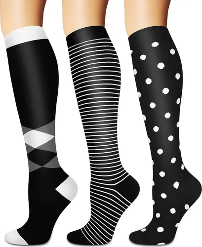 Vista 30 de Calcetines de compresión para mujeres y hombres circulación (3 pares) son el mejor apoyo para correr, atletismo, ciclismo, senderismo
