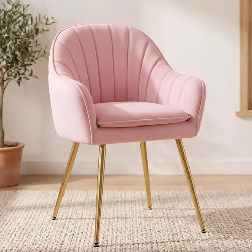 Vista 10 de Vanity Chair, White Vanity Chair with Back, Comfy Makeup Chair for Bedroom Beige