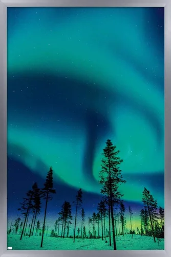 Vista 9 de Trends International Aurora Borealis - Póster de pared, 14.725 x 22.375 pulgadas, versión enmarcada de madera de granero