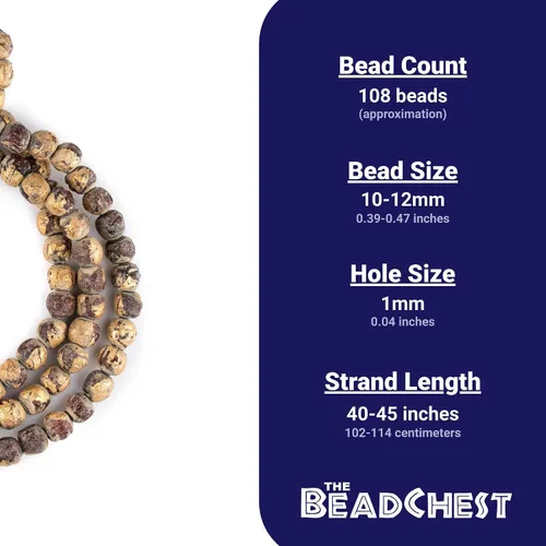 Vista 5 de TheBeadChest - Cuentas de oración de Buda de arcilla con hoja de oro de 0.433 in, multicolor, redonda, 40-45 pulgadas