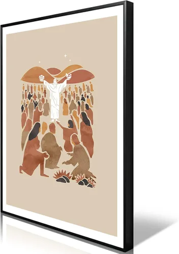 Vista 12 de OAOPIC Póster enmarcado con versículos bíblicos de la Biblia de Noé, arte de pared de historia bíblica cristiana, pintura impresa de escritura