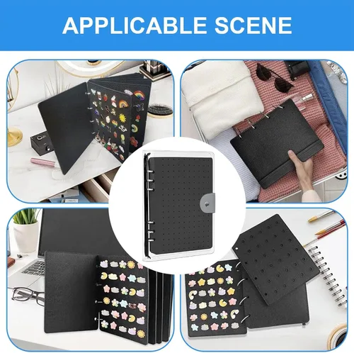 Vista 6 de Pin Storage Binder Holder, Pin Organizer Book, Durable Earring Jewelry Organizer Book, Travel Jewelry Organizer Book with Distinctive Book Design