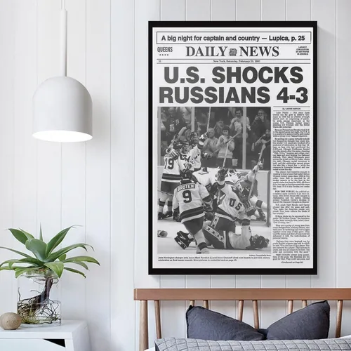 Vista 4 de FOLIUMK 1980 - Póster olímpico de milagro de hockey sobre hielo, hace la portada del periódico y crea un milagro en el icastílo, 12 x 18 pulgadas