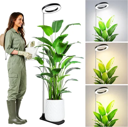 Vista 11 de LBW Luces de cultivo para plantas de interior, luz de espectro completo de 6.3 pulgadas con base, lámpara de cultivo ajustable de altura de 59