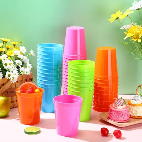 Vista 6 de Yungyan Paquete de 12 vasos de plástico reutilizables de 16 onzas, 4