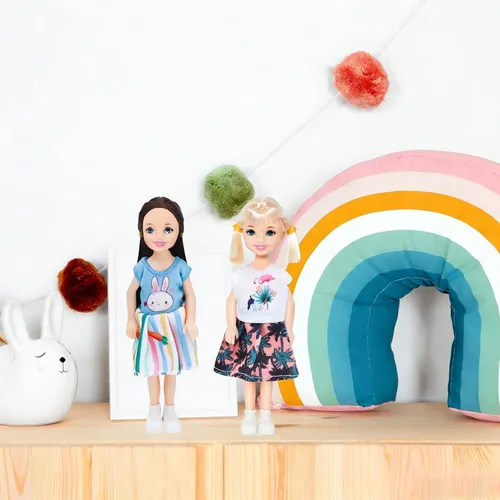 Vista 6 de ONEST 10 juegos de mini muñecas de 5 pulgadas con ropa de muñeca, trajes de fiesta para niños, accesorios para muñecas