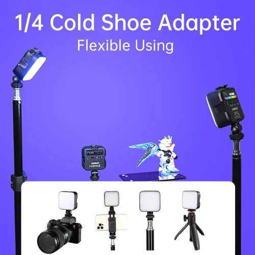 Vista 6 de JINBEI Luz de video LED P6, luz de cámara con 4 soportes de zapata fría, 2000 mAh, iluminación fotográfica portátil recargable (P6 RGB)