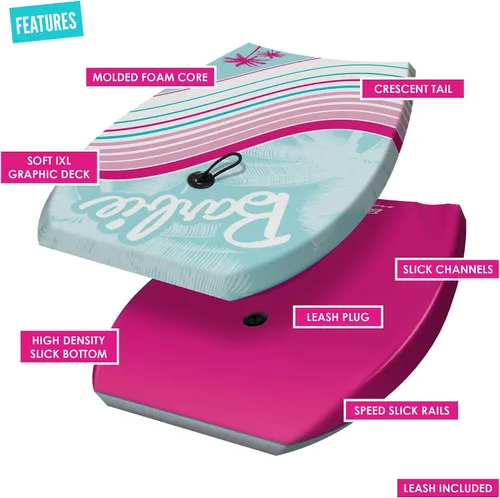 Vista 5 de Barbie™ Signature - Bodyboard de 36 pulgadas de Wavestorm Cubierta superior gráfica con parte inferior lisa de alta densidad para niños