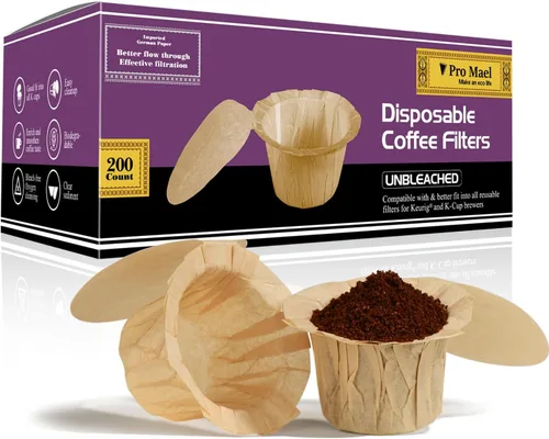 Vista 12 de Pro Mael Filtros desechables de taza K, papel de filtro de café para cafeteras Keurig de una sola porción 1.0 y 2.0, uso con cápsulas K Cup Natural