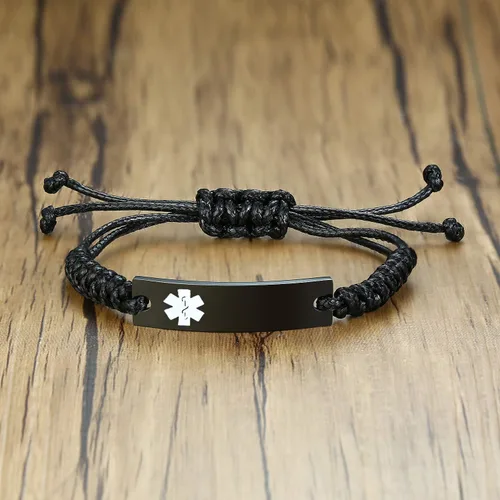 Vista 3 de VNOX Pulsera de identificación de alerta médica de emergencia con grabado personalizado gratuito para mujeres, hombres y niños, 4-9 pulgadas