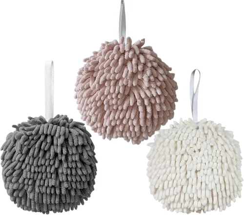 Vista 12 de Ivymei Paquete de 3 toallas de mano de felpilla mullidas, bonitas toallas de mano colgantes con lazo para cocina y baño, toallas de baño de mano