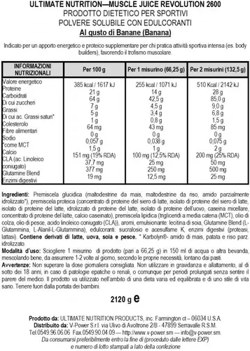 Vista 2 de Ultimate Nutrition Muscle Juice Revolution 2600 - Ganador de peso, recuperación muscular con glutamina, caseína micelar y carbohidratos complejos
