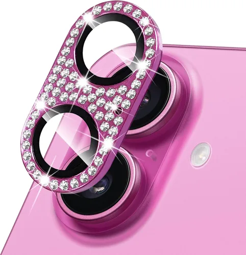 Vista 51 de Protector de lente de cámara para iPhone 13 & iPhone 13 Mini, brillante con diamantes de imitación 3D con purpurina, cubierta de cámara de vidrio