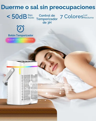 Vista 5 de Aire Acondicionado Portátil, Mini Aire Acondicionado Portátil de 1250ml Ventilador de Enfriamiento de Aire Ventilador de Aire con 3 Velocidades