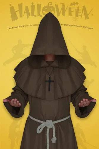 Vista 5 de Disfraz de monje medieval para Halloween, disfraz con capucha