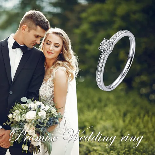 Vista 2 de DIYA 1CT Round Cut Moissanite Diamond Ring, 925 Sterling Silver Solitaire Promise Rings for Her Ladies Wedding Rings Jewelry Gifts for Women Wife
