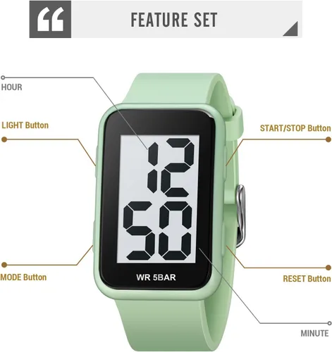 Vista 6 de Reloj digital LED para hombre, simple atmosférico, rectangular, deportivo, impermeable, luminoso, para exteriores