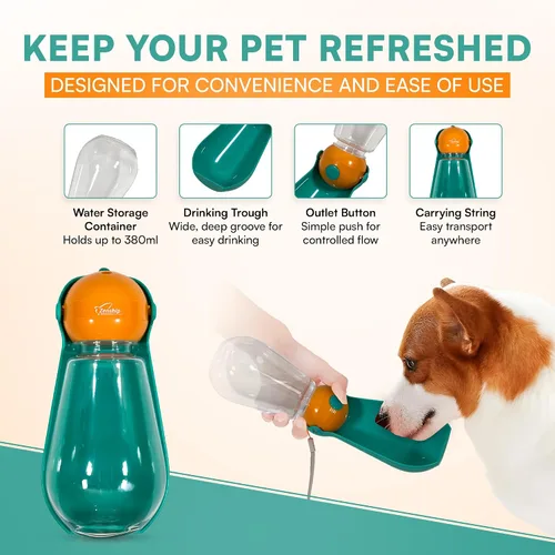 Vista 3 de Dispensador de botellas de agua plegable para perros con cuenco portátil