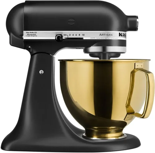 Vista 2 de KitchenAid KSM5SSBRG - Batidora de pie de 5 cuartos de galón de acero inoxidable con cabezal inclinable de 4.5 o 5 Q, oro radiante