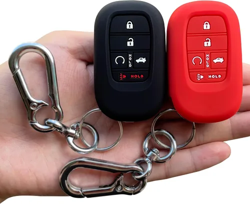 Vista 8 de TANDRIVE Funda para llavero (5 botones) Honda 2026 2025-2022 Civic Accord CR-V HR-V Pilot y 2026 Passport, silicona, paquete de 2, botón rojo, negro