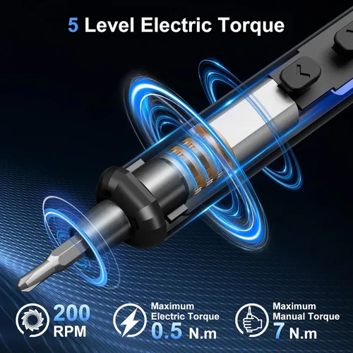 Vista 2 de STREBITO Destornillador eléctrico, mini destornillador eléctrico 67 en 1, 50 puntas magnéticas S2, 5 ajustes de torsión, 4 luces LED, juego