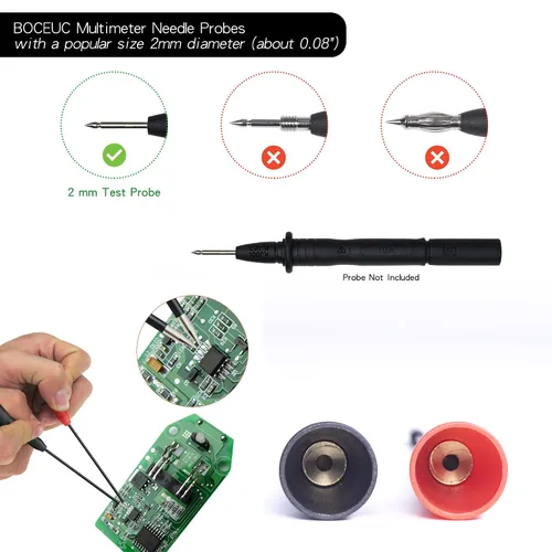 Vista 3 de Pines de sonda de aguja para multímetro, juego de sonda de aguja extensible, adaptador de punta de punta de punta de aguja perforadora
