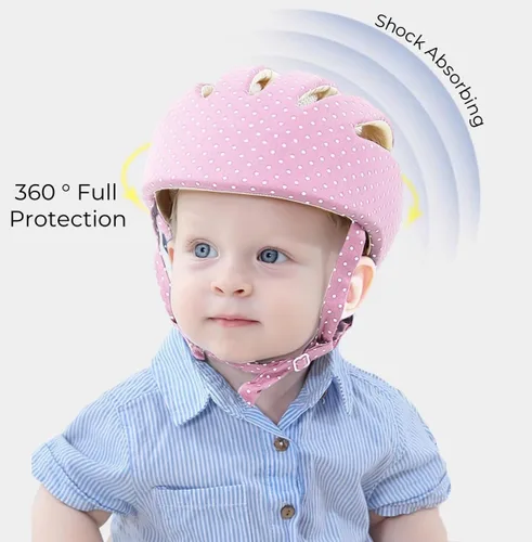 Vista 3 de Casco para caminar para bebé, protector de cabeza, casco para gatear y caminar, casco anticolisión, sombrero acolchado para la cabeza, transpirable