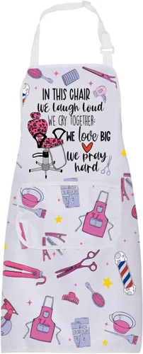 Vista 8 de Hair Stylist Apron with Pockets Hairdresser Gifts Hair Stylist Gifts Cosmetologists Gifts Beauty Salon Aprons Barber Apron