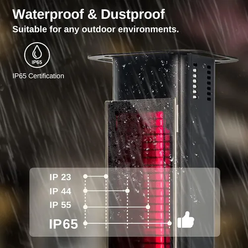 Vista 3 de EAST OAK Calentador de patio, calentador eléctrico infrarrojo de 1500 W, calentador portátil de torre premium para exteriores con cristal
