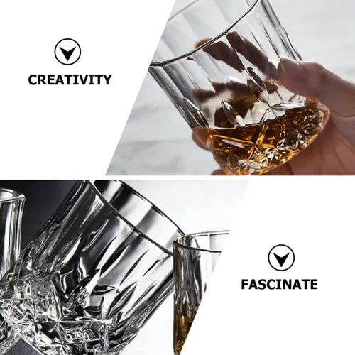 Vista 2 de UPKOCH Juego de vasos de whisky de cristal: 4 vasos de whisky vintage, vasos de whisky, vasos de cristal, copas de cóctel para bar