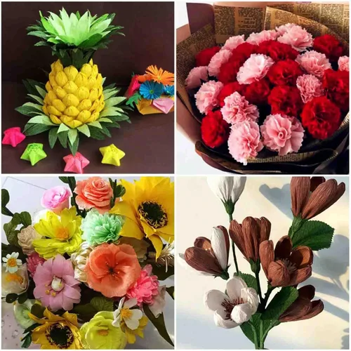 Vista 7 de KYMY Rollos de papel crepé para kits de flores de bricolaje con cables de hierro y cinta, serpentina para cumpleaños, bodas, envolturas