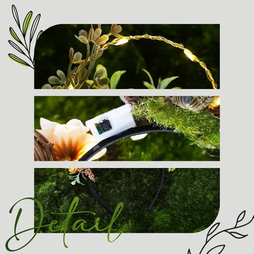 Vista 7 de Diadema LED con orejas de ratón y flores, corona para adultos, mujeres y niñas, para parque de adultos, orejas de ratón iluminadas, para temática