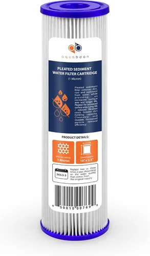 Vista 8 de Aquaboon Filtro de agua plisado de 1 micrón, 10 x 2.5 pulgadas, cartucho de repuesto de filtro de sedimentos para toda la casa compatible