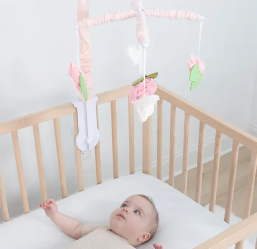 Vista 8 de Móvil de Cuna para Niñas de The Peanutshell - Móvil Musical Rosa para Cuna de Bebé con 12 Canciones de Cuna, Móvil de Cuna de Flores para Decoración