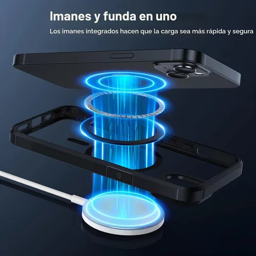 Vista 2 de TAURI Funda magnética 5 en 1 diseñada para iPhone 14 para iPhone 13, [compatible con MagSafe] con 2 protectores de pantalla + 2 protectores de lente