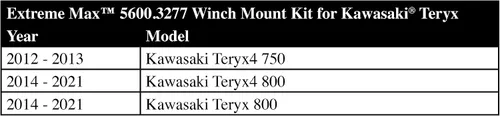 Vista 2 de Extreme Max 5600.3277 UTV Winch Mount Menos Fairlead para Kawasaki Teryx