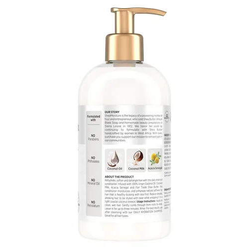 Vista 2 de SheaMoisture Acondicionador de Hidratación Diaria con Aceite de Coco 100% Virgen 13 fl. oz.
