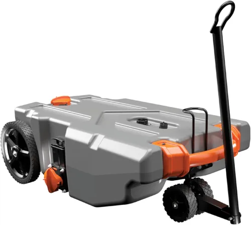Vista 10 de Camco Rhino - Tanque portátil de 15 galones para RV - Cuenta con ruedas grandes resistentes a pinchazos y orificio de drenaje bajo - Incluye