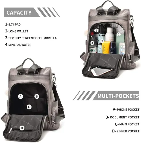 Vista 4 de CHERUTY Women Backpack Purse PU Leather Anti-theft Casual Shoulder Bag Fashion Ladies Satchel Bags