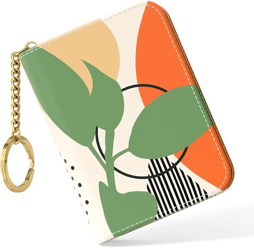 Vista 17 de Nipichsha Tarjetero para Tarjetas de Crédito, Tarjetero Pequeño de RFID para Mujeres, Tarjetero de Cuero Delgado, Modas Hoja de arte abstracto