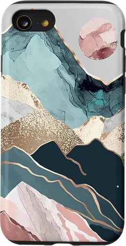 Vista 13 de Funda colorida para iPhone 15 Boho Chic Floral Paisaje Naturaleza Montañas