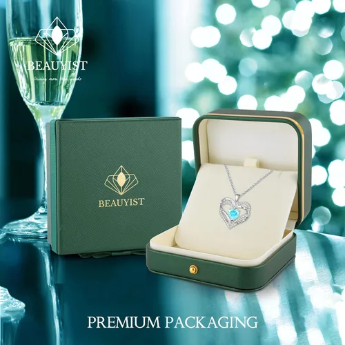 Vista 6 de Beauyist Birthstone Necklaces for Women & Girls, Love Heart Pendant Necklace Chains Jewelry Gifts, 5A Zirconia I Love You Necklace, Anniversary