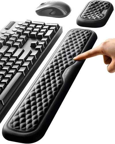 Vista 19 de Vaydeer Reposamuñecas para teclado y mouse, juego de almohadillas ergonómicas de soporte de muñeca para computadora, cojín de brazo de espuma