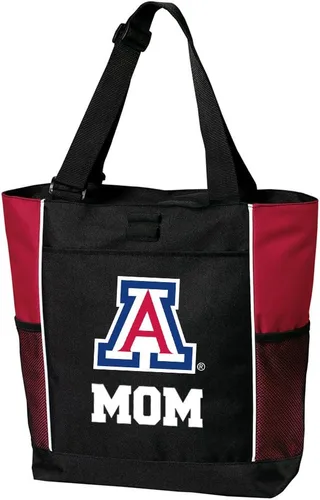 Vista 12 de Broad Bay Official Arizona Wildcats Zippered Tote Bag University Logo, 600D Polyester Canvas, Adjustable Web Handles, Front Pocket, Side Mesh