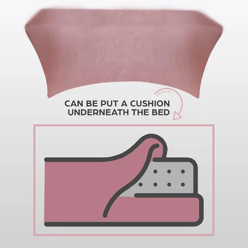 Vista 6 de Funda de terciopelo rosa para mesa de masaje, cama elástica para pestañas y mesa de masaje con corte de pierna y bolsillo, se adapta a mesas de 72 a