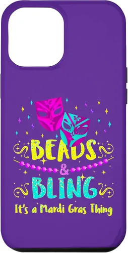 Vista 10 de Funda para iPhone 12 mini Mardi Gras, con cuentas de Nueva Orleans y funda brillante Mardi Gras
