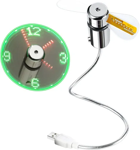 Vista 2 de Ventilador de reloj LED USB con función de visualización en tiempo real, rellenos de calcetines para hombres, accesorios de Navidad, regalos del día