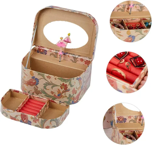 Vista 5 de Holibanna Caja Caja de regalo de música Bailarina musical Joyero organizador de joyas para niños Organizador de almacenamiento de joyas para niñas