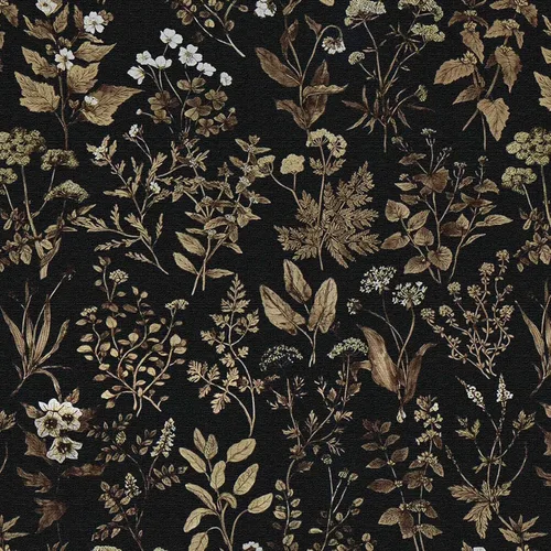 Vista 8 de Dimoon Papel Tapiz de 78.7"x17.3" para Despegar y Pegar Papel de Contacto Negro/Dorado Floral Papel Tapiz Floral Oscuro Papel de Pared Removible