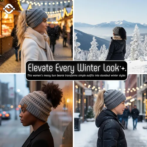 Vista 121 de Funky Junque - Gorro para mujer con ranura para cola de caballo